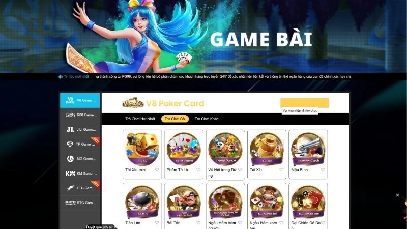Giới thiệu sảnh game bài của W388